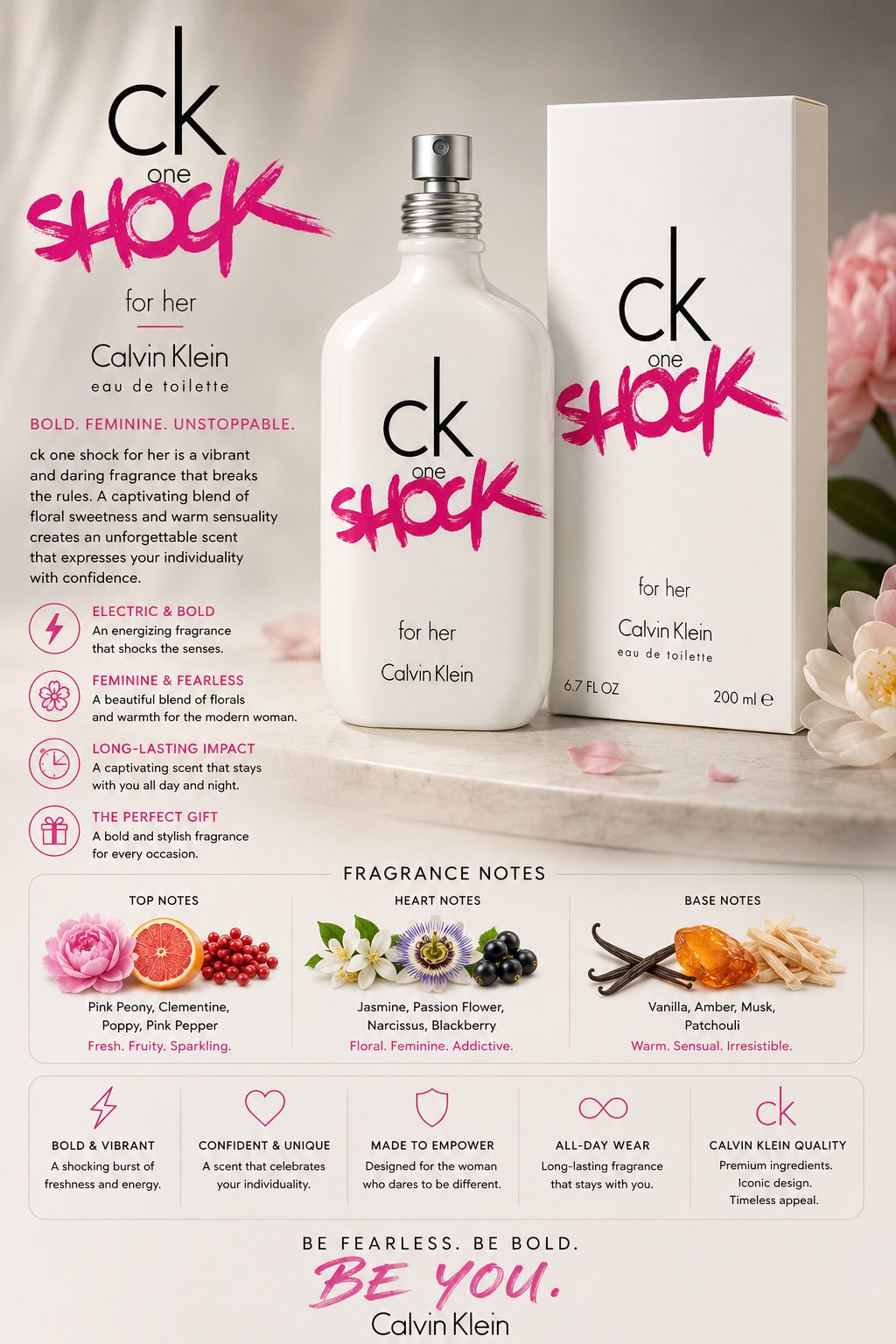 Calvin Klein Ck 1 Shock Eau de Toilette 6.7 oz for Women
