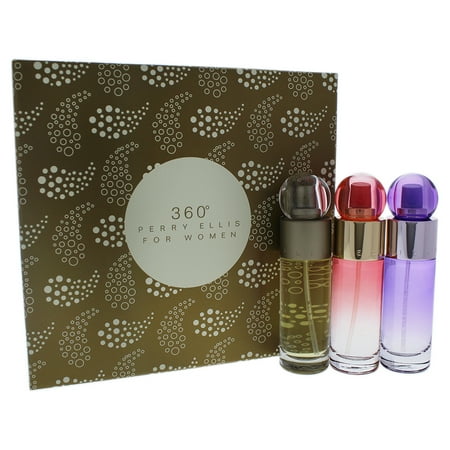 360 TRIO 3PC Set 3x1.0 oz Eau de Toilette Regular, Eau de Parfum Coral, Eau de Parfum Purple for Women