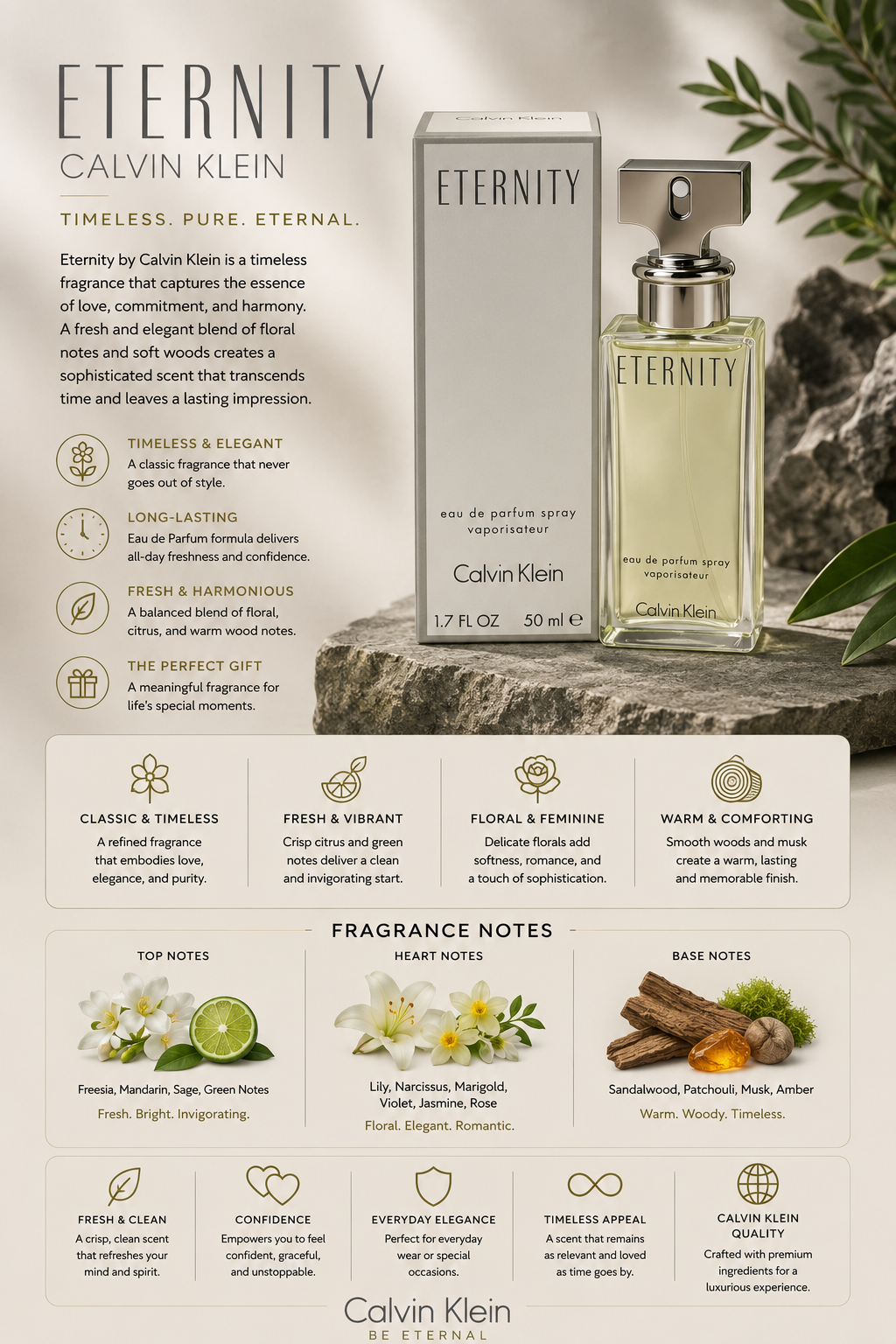 Calvin Klein Eternity Eau de Parfum 1.6 oz for Women