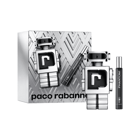 Paco Rabanne Phantom Eau De Toilette 3.4 oz 2pc Set 3.4 oz Eau De Toilette Spray + 20 ml Eau De Toilette Travel Spray for Men