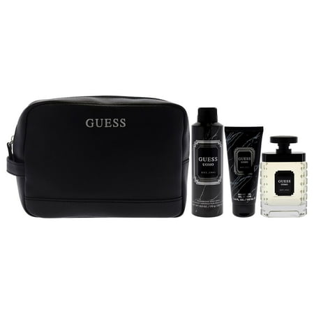 Guess Uomo 4PC Gift Set 3.4 oz Eau de Toilette, 6.0 oz Deo Spray, 3.4 oz Shower Gel, Pouch for Men