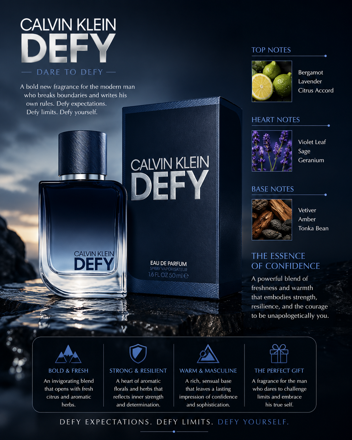 Ck Defy Eau De Parfum 1.7 oz for Men