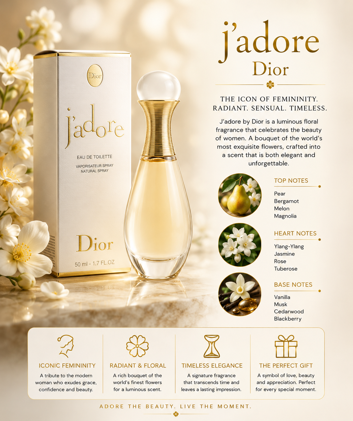 Dior J'adore Roller Pearl Eau De Toilette 0.67 oz Rollerball for Women