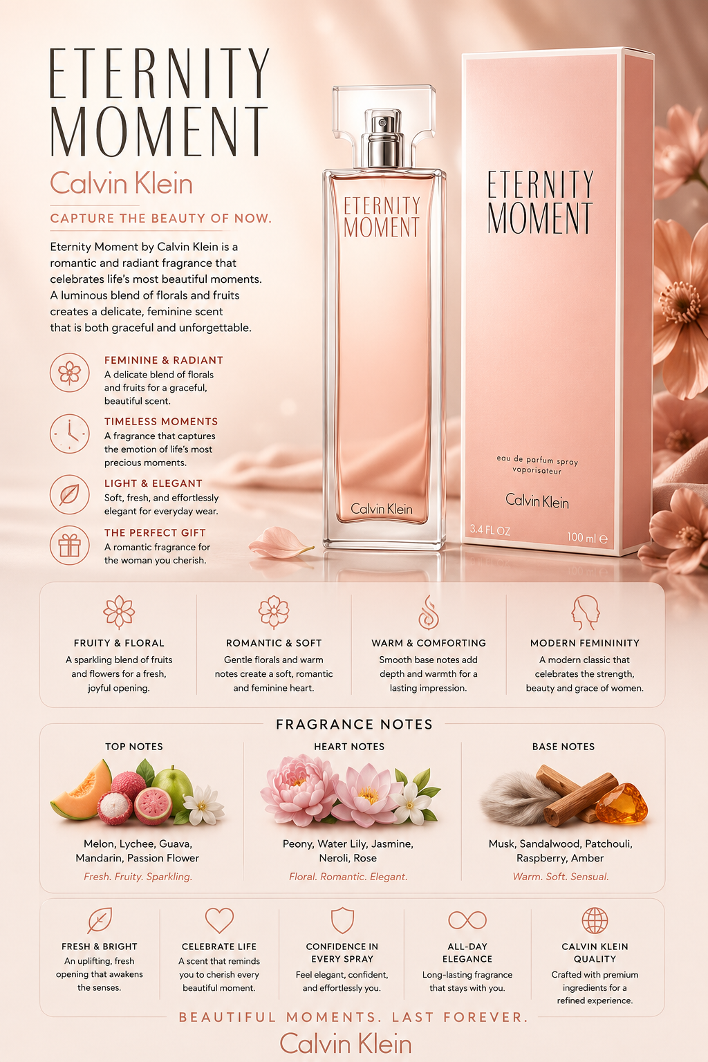 Calvin Klein  Eternity Moment Eau de Parfum Spray 3.3 oz / 100 ml for Women