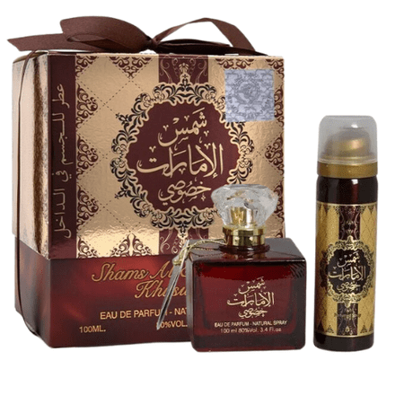 Ard Al Zaafaran Shams Al Emarat Khususi Eau De Parfum 3.4 oz 2pc Set 1.6 oz Deo Spr for Unisex