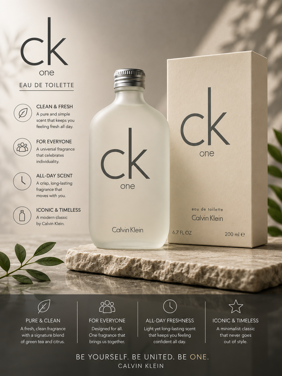 Calvin Klein Ck One Eau de Toilette 6.7 oz for Unisex