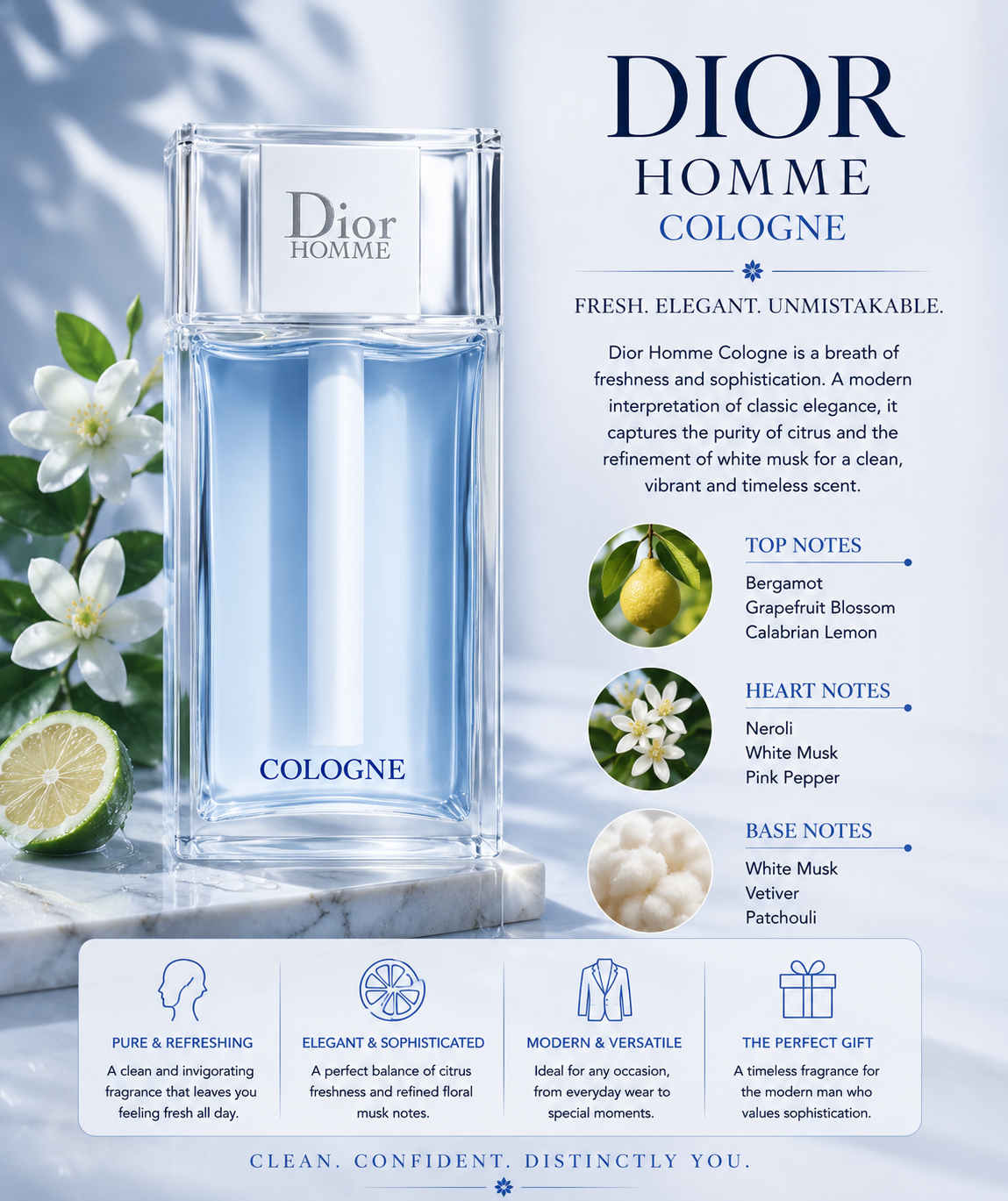 Dior Homme Eau De Cologne 6.7 oz for Men