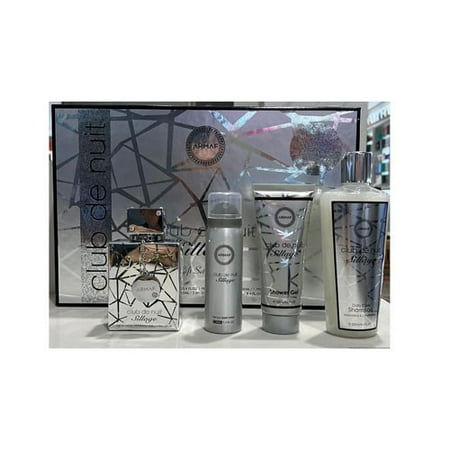 Armaf Club De Nuit Sillage Eau De Parfum 3.6 oz 4pc Set 3.4 oz Shower Gel, 8.4 oz Shampoo, 1.7 oz Body Spray for Men