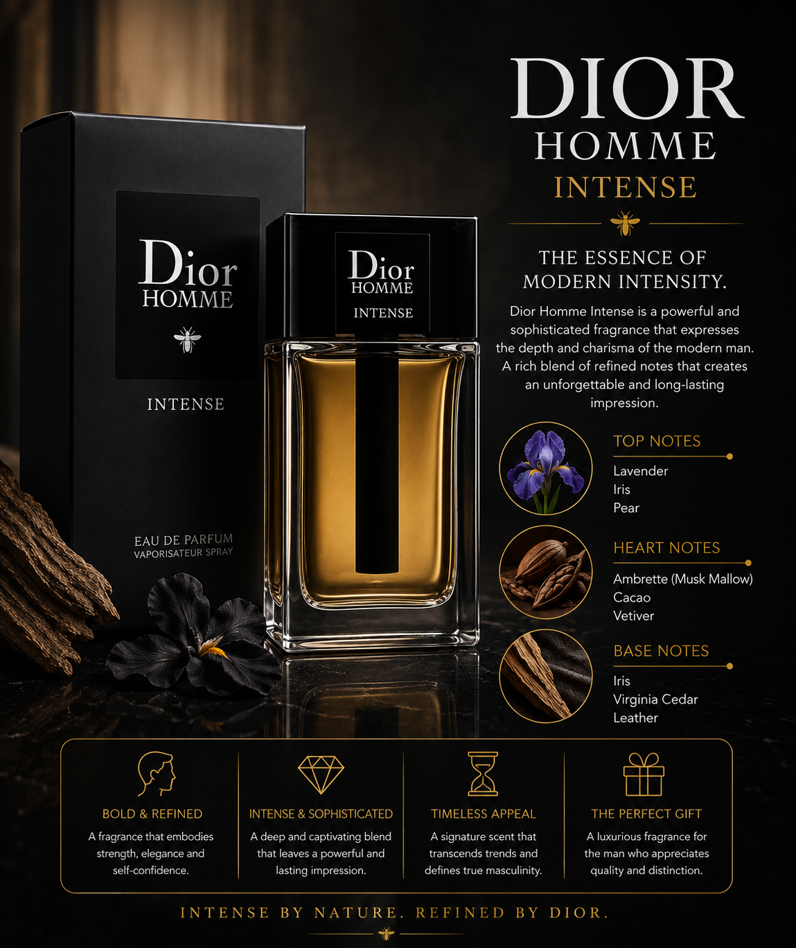Dior Homme Intense Eau De Parfum 5.0 oz for Men