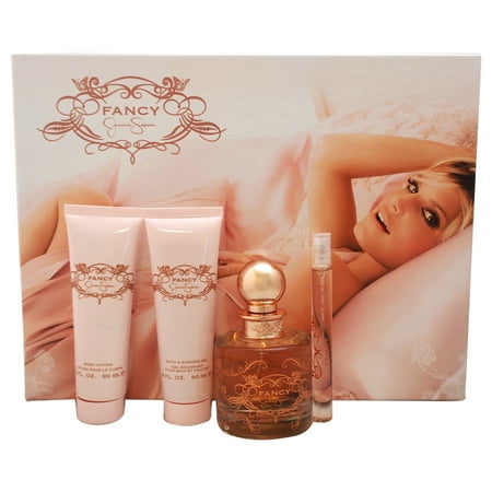 Jessica S. Fancy for Women 4pc Set 3.4 oz Eau de Parfum, 3.0 oz Shower Gel, 3.0 oz Body Lotion, 10 ml Eau de Parfum