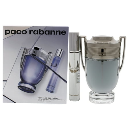 Paco Rabanne Invictus Eau De Toilette 3.4 oz 2 Pc Set 3.4 oz Eau De Toilette Spray + 20 ml Travel Spray for Men