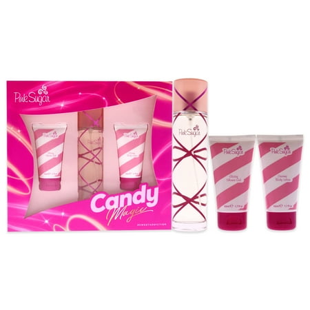 Pink Sugar Candy 3pc Set Eau de Toilette 3.4 oz for Women Includes 1.7 oz Shower Gel, Creamy Body Lotion