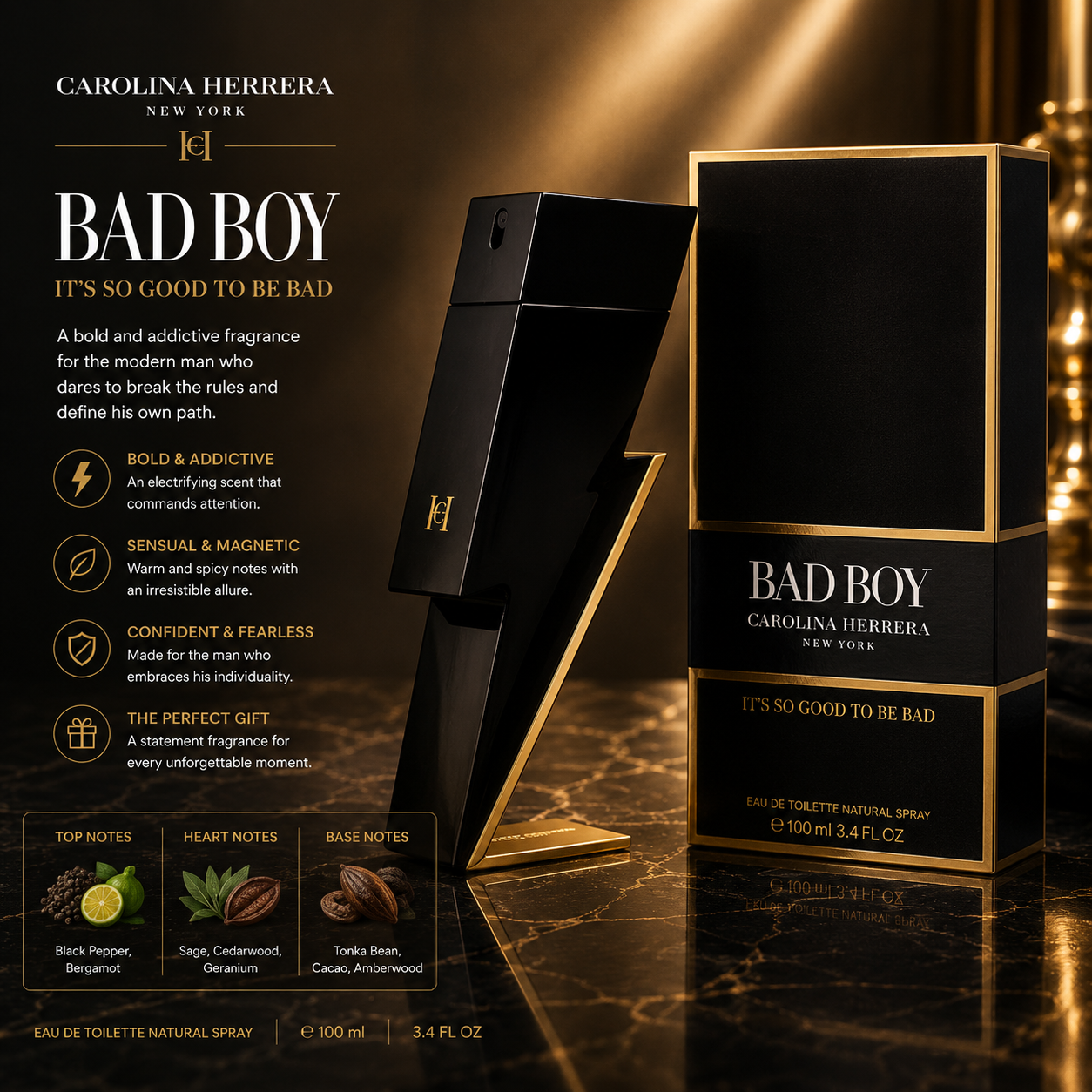 Carolina Herrera Bad Boy Le Parfum Eau de Parfum Spray 100 ml for Men