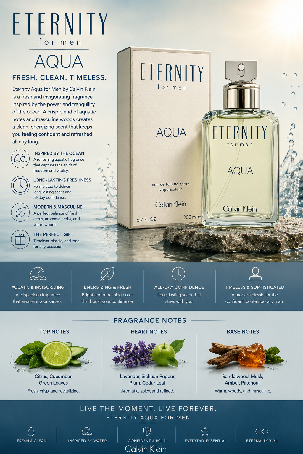 Eternity Eau de Parfum 3.4 oz for Women