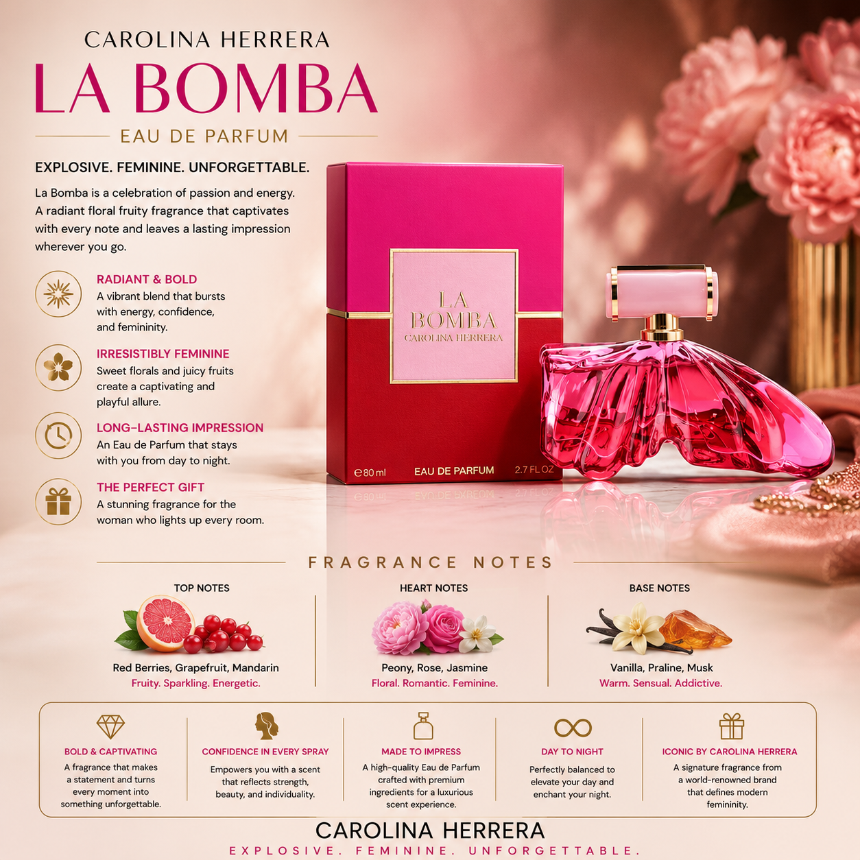 Carolina Herrera La Bomba Eau De Parfum 2.7 oz for Women