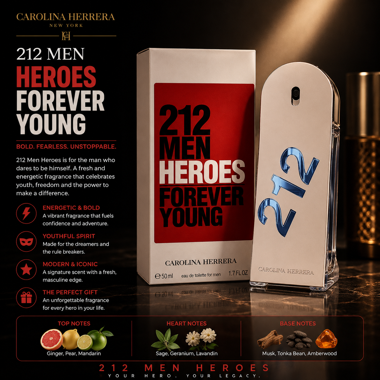 Carolina Herrera 212 Heroes (Eau de Toilette 1.7 oz) for Men