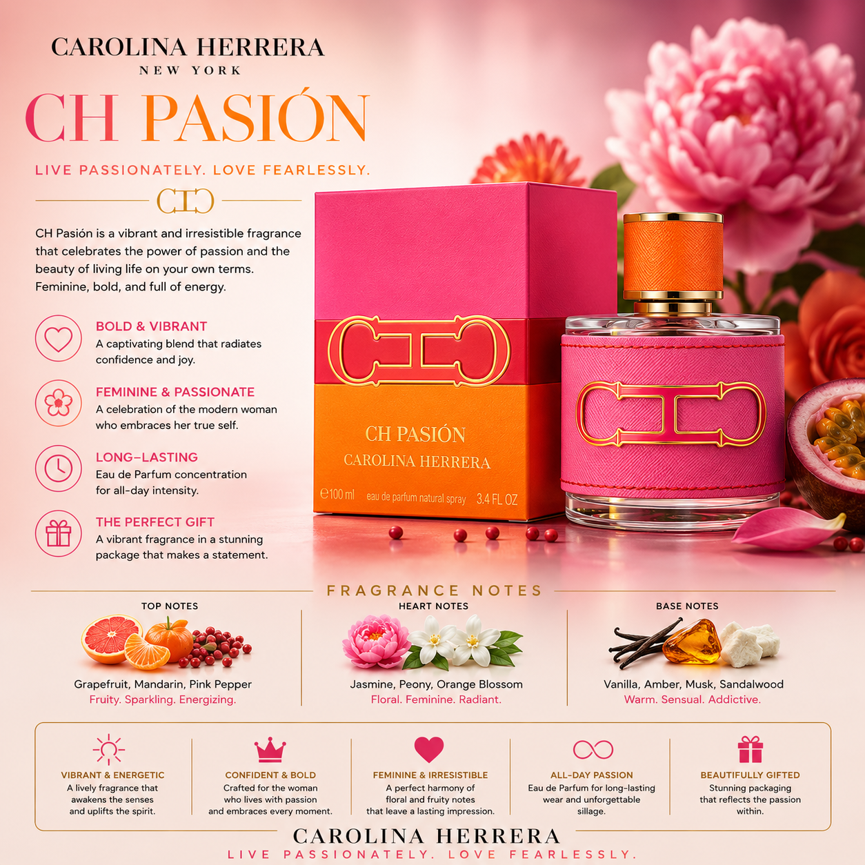 Carolina Herrera CH Pasion 3.4 oz Eau de Parfum for Women
