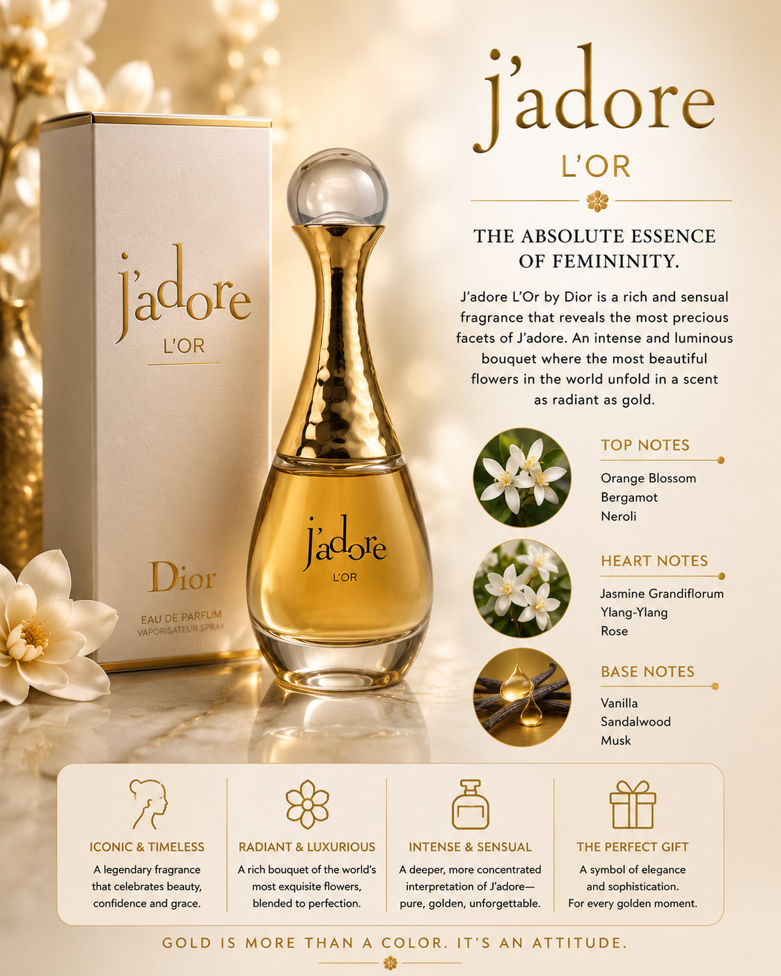 Dior J'adore L'or Essence De Parfum 1.7 oz Tst