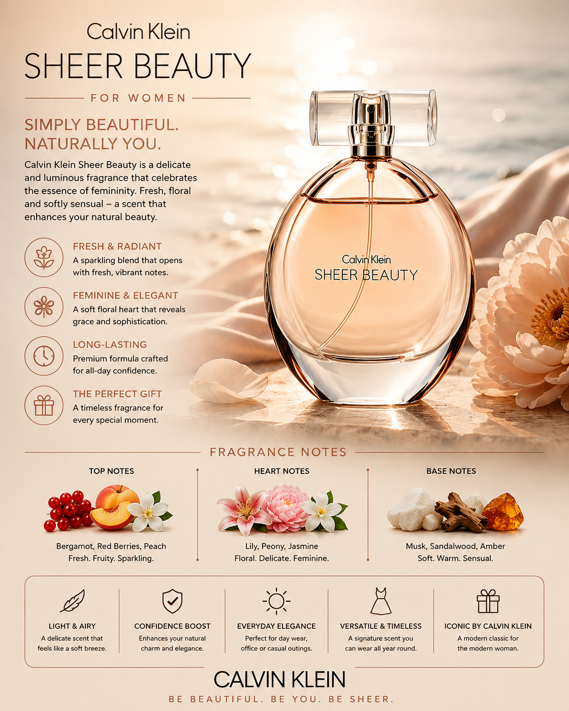Calvin Klein Sheer Beauty 100 ml Eau De Toilette Spray For Women