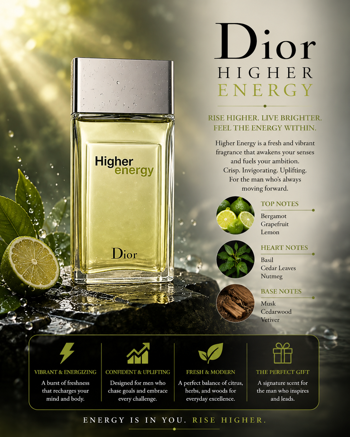 Christian Dior Higher Energy Eau De Toilette Spray 100 ml for Men