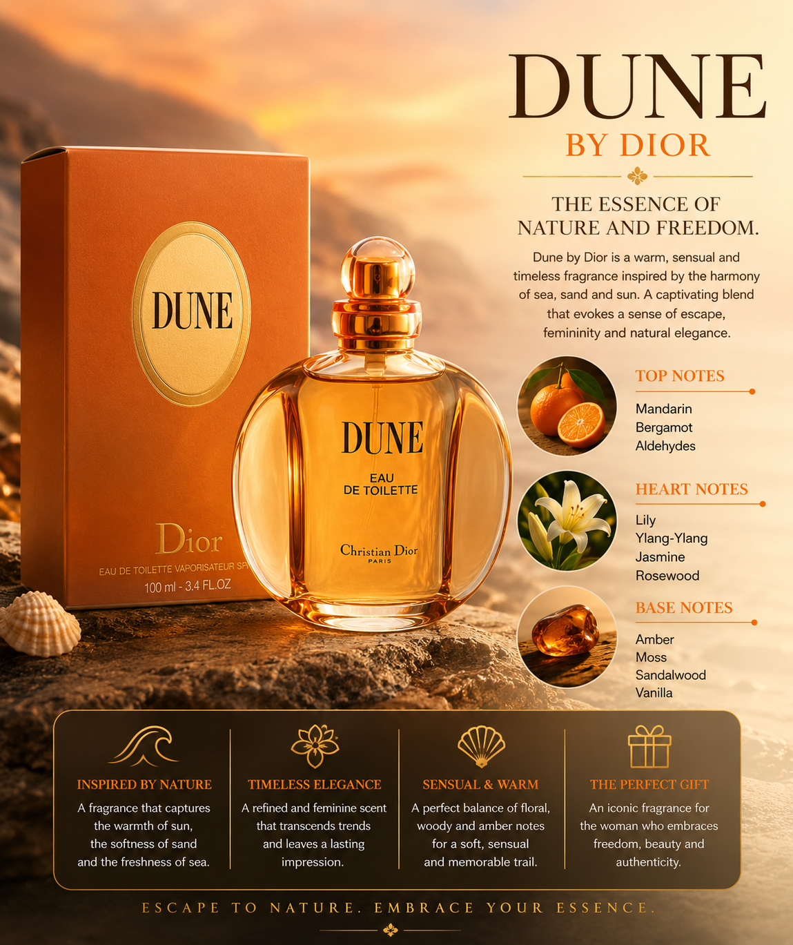 Dior Dune Eau de Toilette 3.3 oz for Women